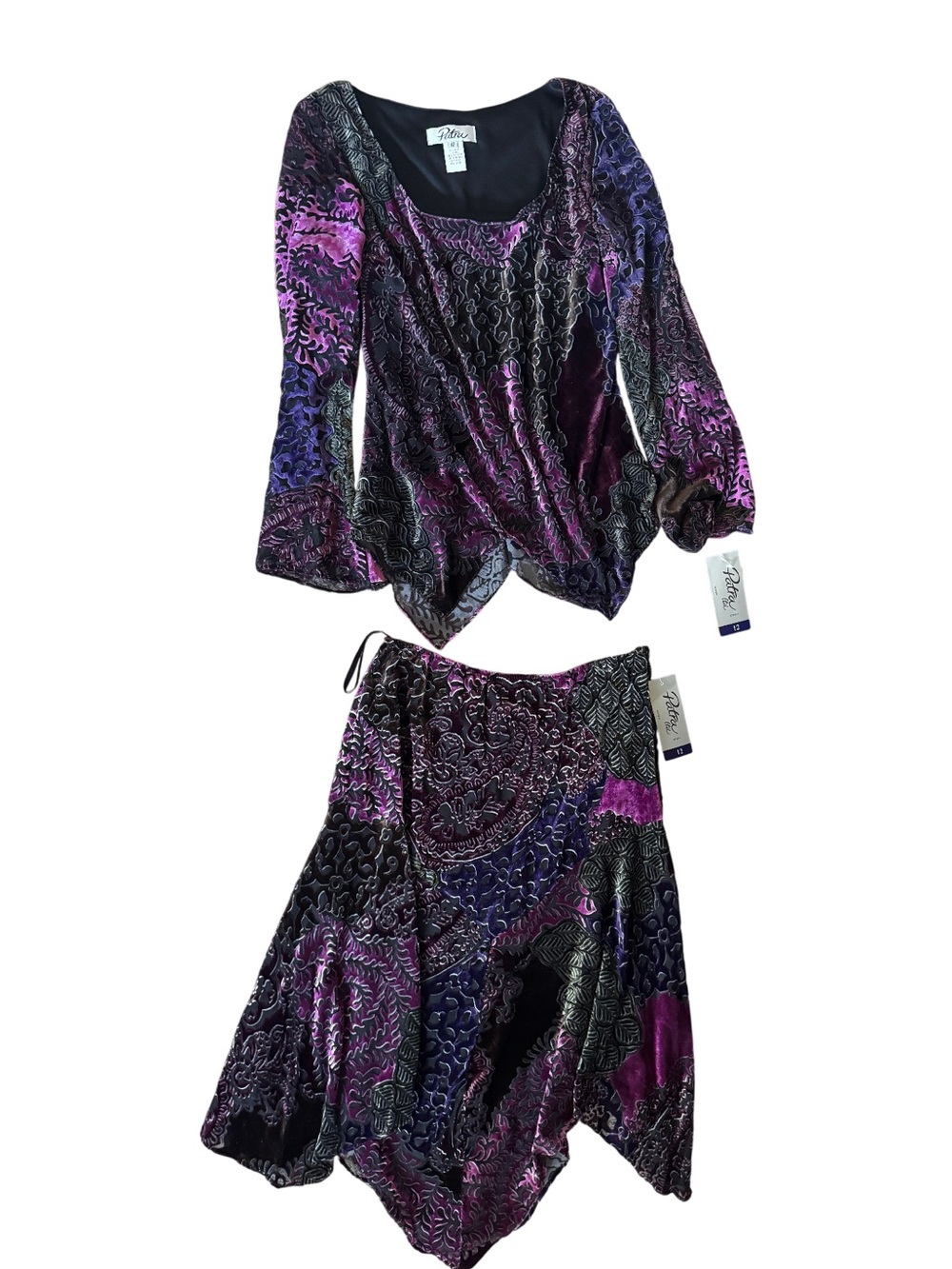 Patra Deadstock Vintage Velvet Skirt and Shirt Set